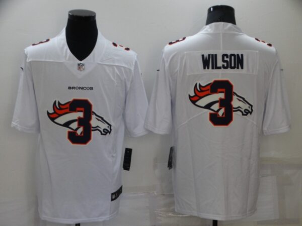 Men's Denver Broncos #3 Russell Wilson White Shadow Logo Limited Stitched Jersey