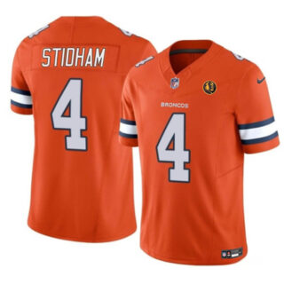 Men's Denver Broncos #4 Jarrett Stidham Orange 2023 F.U.S.E. With John Madden Patch Vapor Limited Stitched Football Jersey