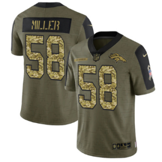 Men's Denver Broncos #58 Von Miller 2021 Olive Camo Salute To Service Limited Stitched Jersey