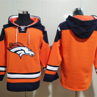 Men's Denver Broncos Blank Orange Ageless Must-Have Lace-Up Pullover Hoodie