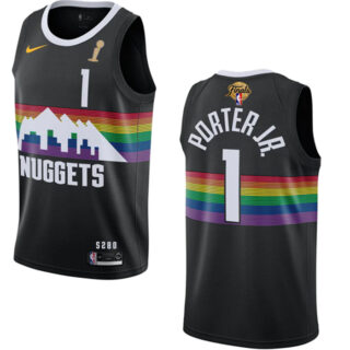 Men's Denver Nuggets #1 Michael Porter Jr. Black 2023 Finals Champions City Edition Stitched Basketball Jersey