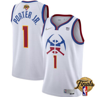 Men's Denver Nuggets #1 Michael Porter Jr. White 2023 Finals Earned Edition Stitched Basketball Jersey