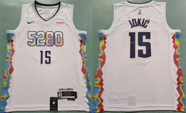 Men's Denver Nuggets #15 Nikola Jokić White 2024 25 City Edition Stitched Basketball Jersey