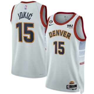 Men's Denver Nuggets #15 Nikola Jokic Grey 2022 23 City Edition Stitched Jersey