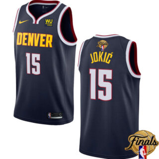 Men's Denver Nuggets #15 Nikola Jokic Navy 2023 Finals Icon Edition Stitched Basketball Jersey