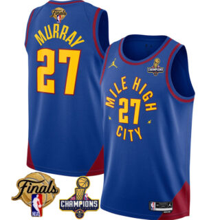 Men's Denver Nuggets #27 Jamal Murray Blue 2023 Nuggets Champions Patch And Finals Patch Statemenr Edition Stitched Basketball Jersey