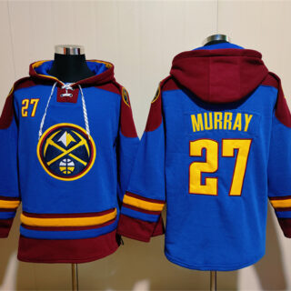 Men's Denver Nuggets #27 Jamal Murray Blue Red Lace-Up Pullover Hoodie
