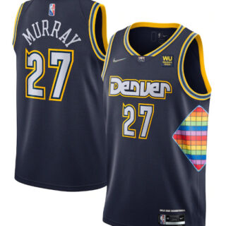 Men's Denver Nuggets #27 Jamal Murray Navy 2021 22 City Edition 75th Anniversary Stitched Jersey