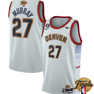 Men's Denver Nuggets #27 Jamal Murray Silver 2023 Finals Icon Edition With NO.6 Patch Stitched Basketball Jersey