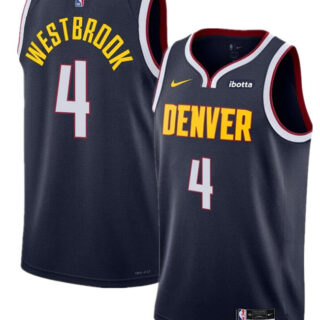 Men's Denver Nuggets #4 Russell Westbrook Navy 2024 Icon Edition Stitched Basketball Jersey