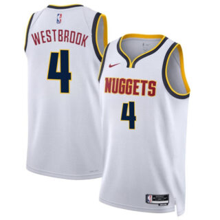Men's Denver Nuggets #4 Russell Westbrook White 2024 Association Edition Stitched Basketball Jersey