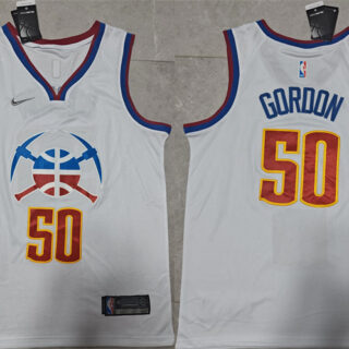 Men's Denver Nuggets #50 Aaron Gordon White Earned Edition Stitched Basketball Jersey
