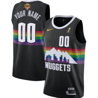 Men's Denver Nuggets Active Player Custom Black 2023 Finals Champions City Edition Stitched Basketball Jersey