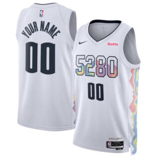 Men's Denver Nuggets Active Player Custom White 2024 25 City Edition Stitched Basketball Jersey