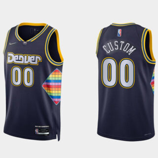 Men's Denver Nuggets Active Players Custom 2021 22 City Edition 75th Anniversary Stitched Jersey