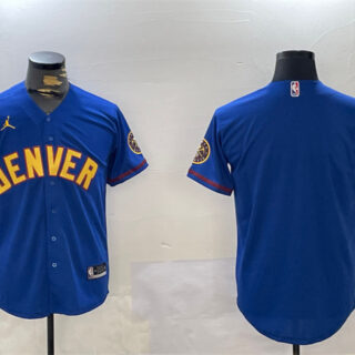 Men's Denver Nuggets Blank Blue With Patch Stitched Jersey