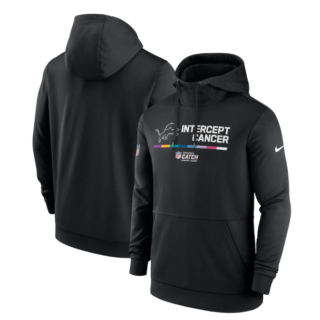 Men's Detroit Lions 2022 Black Crucial Catch Therma Performance Pullover Hoodie
