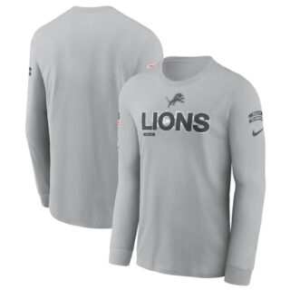 Men's Detroit Lions 2024 Gray Salute To Service Long Sleeve T-Shirt
