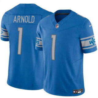Men's Detroit Lions #1 Terrion Arnold Blue 2024 Draft F.U.S.E. Vapor Untouchable Limited Stitched Jersey