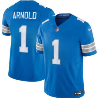 Men's Detroit Lions #1 Terrion Arnold New Blue 2024 Draft F.U.S.E. Vapor Limited Stitched Jersey