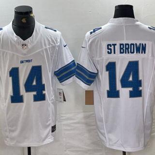 Men's Detroit Lions #14 Amon-Ra St. Brown White 2024 F.U.S.E. Vapor Limited Stitched Jersey