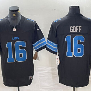 Men's Detroit Lions #16 Jared Goff Black 2024 F.U.S.E. 2nd Alternate Vapor Limited Stitched Jersey