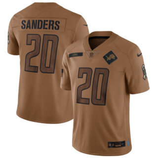 Men's Detroit Lions #20 Barry Sanders 2023 Brown Salute To Service Limited Stitched Jersey