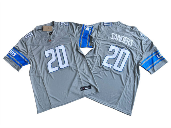 Men's Detroit Lions #20 Barry Sanders Grey 2023 F.U.S.E. Vapor Untouchable Limited Stitched Jersey