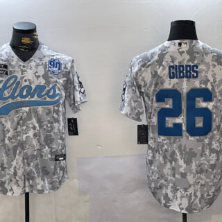 Men's Detroit Lions #26 Jahmyr Gibbs 2024 Arctic Camo Salute To Service Stitched Baseball Jerseys