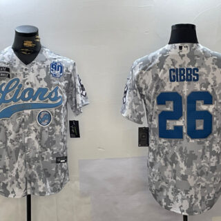 Men's Detroit Lions #26 Jahmyr Gibbs 2024 Arctic Camo Salute To Service Stitched Baseball Jerseys