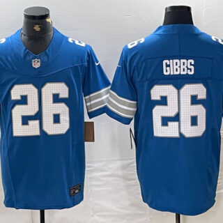 Men's Detroit Lions #26 Jahmyr Gibbs Blue 2024 F.U.S.E. Vapor Limited Stitched Jersey