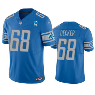 Men's Detroit Lions #68 Taylor Decker Blue 2023 F.U.S.E. 90th Anniversary Vapor Untouchable Limited Stitched Jersey