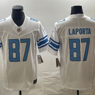 Men's Detroit Lions #87 Sam LaPorta White 2023 F.U.S.E. Vapor Untouchable Limited Stitched Jersey