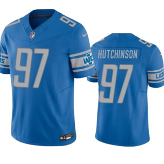 Men's Detroit Lions #97 Aidan Hutchinson Blue 2023 F.U.S.E. Vapor Untouchable Limited Stitched Jersey
