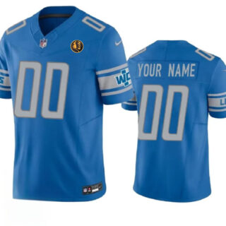 Men's Detroit Lions Active Player Custom Blue 2023 F.U.S.E. With John Madden Patch Vapor Limited Stitched Football Jersey
