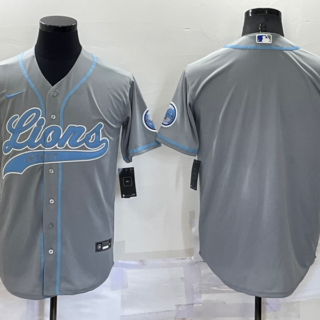 Men's Detroit Lions Blank Gray Cool Base Stitched Baseball Jersey