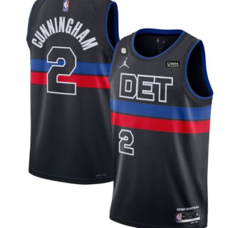 Men's Detroit Pistons #2 Cade Cunningham Black 2022 23 City Edition With NO.6 Patch Stitched Basketball Jersey