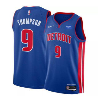 Men's Detroit Pistons #9 Ausar Thompson Blue Icon Edition Stitched Basketball Jersey