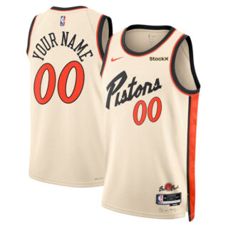 Men's Detroit Pistons Active Player Custom Cream 2024 25 City Edition Stitched Basketball Jersey