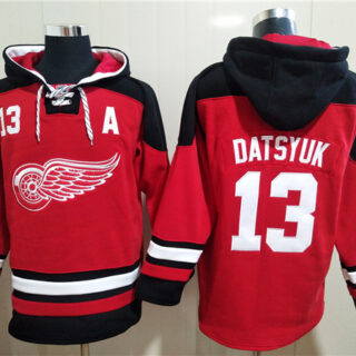 Men's Detroit Red Wings #13 Pavel Datsyuk Red Ageless Must-Have Lace-Up Pullover Hoodie