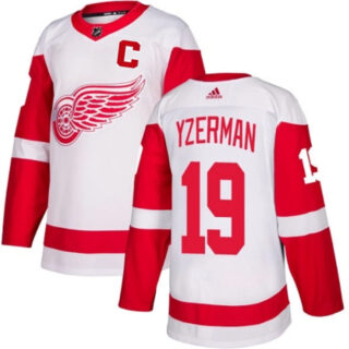 Men's Detroit Red Wings #19 Steve Yzerman White Stitched Jersey