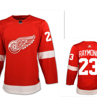 Men's Detroit Red Wings #23 Lucas Raymond Red Home Hockey Stitched NHL Jersey