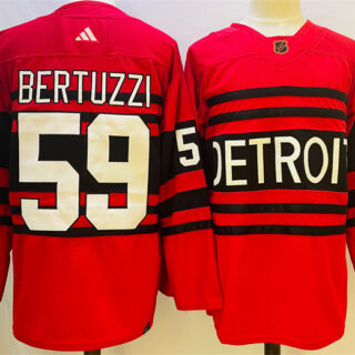 Men's Detroit Red Wings #59 Tyler Bertuzzi Red 2022 23 Reverse Retro Stitched Jersey
