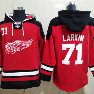 Men's Detroit Red Wings #71 Dylan Larkin Red Ageless Must-Have Lace-Up Pullover Hoodie