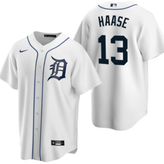 Men's Detroit Tigers #13 Eric Haase White Cool Base Stitched Jersey