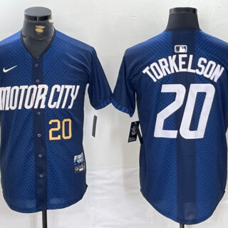 Men's Detroit Tigers #20 Spencer Torkelson 2024 Navy City Connect Cool Base Limited Jerseys