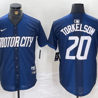 Men's Detroit Tigers #20 Spencer Torkelson 2024 Navy City Connect Cool Base Limited Jerseys