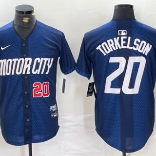 Men's Detroit Tigers #20 Spencer Torkelson 2024 Navy City Connect Cool Base Limited jerseys