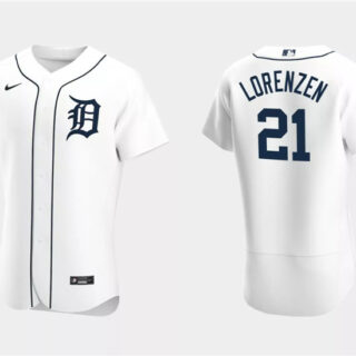 Men's Detroit Tigers #21 Michael Lorenzen White Flex Base Stitched Jersey