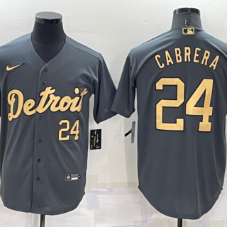 Men's Detroit Tigers #24 Miguel Cabrera 2022 All-Star Charcoal Cool Base Stitched Jersey
